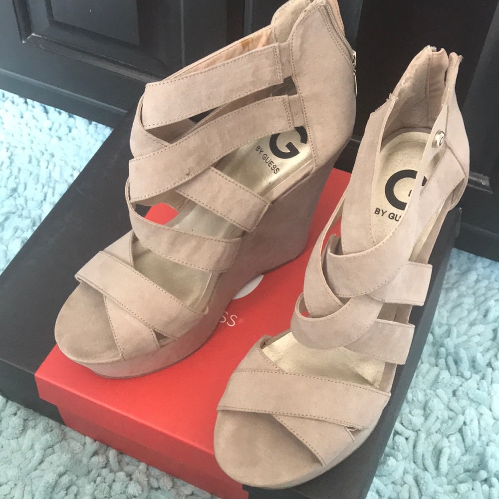 Tan suede wedges